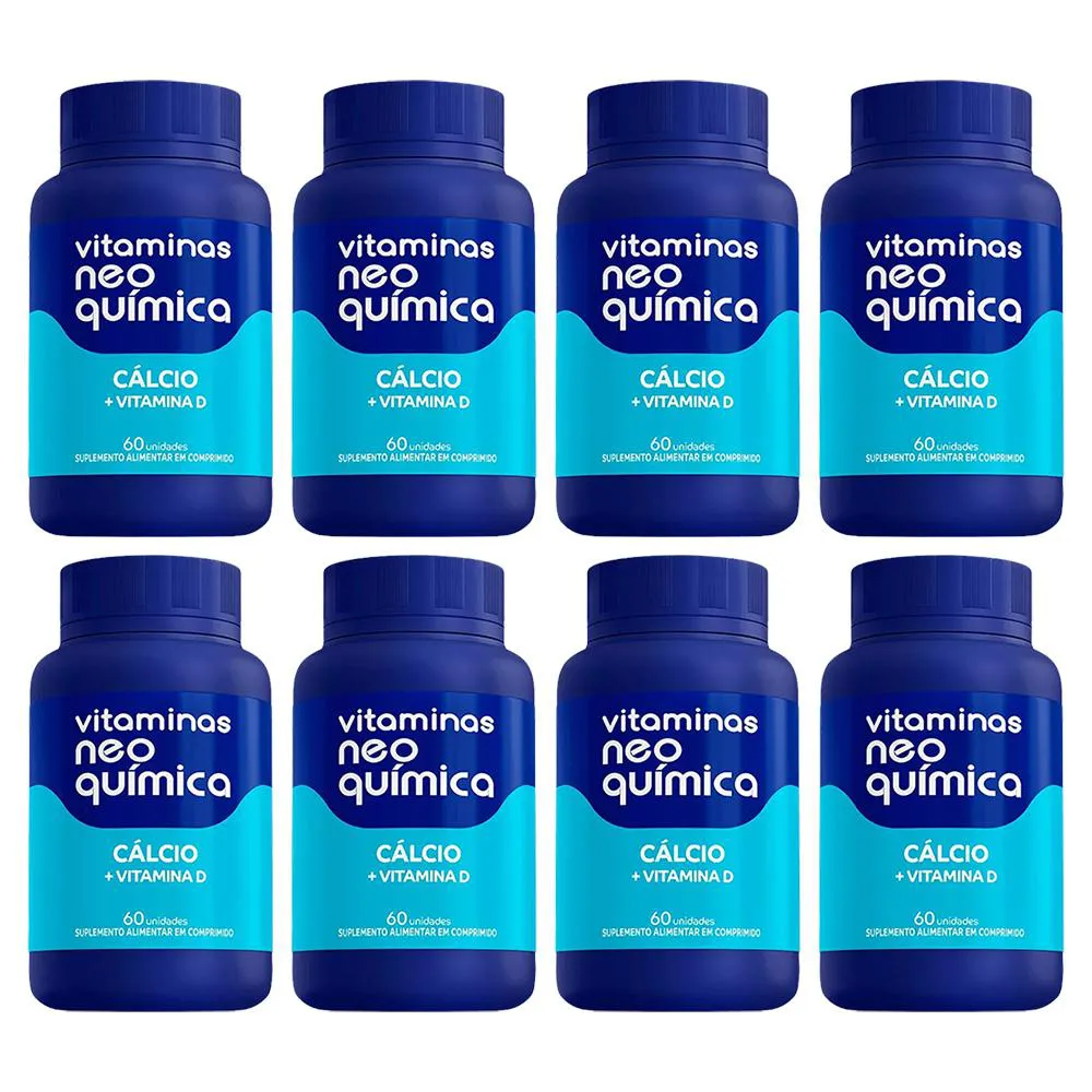KIT 8 SUPLEMENTO CáLCIO + VITAMINA D 60 CPS - NEO QUíMICA