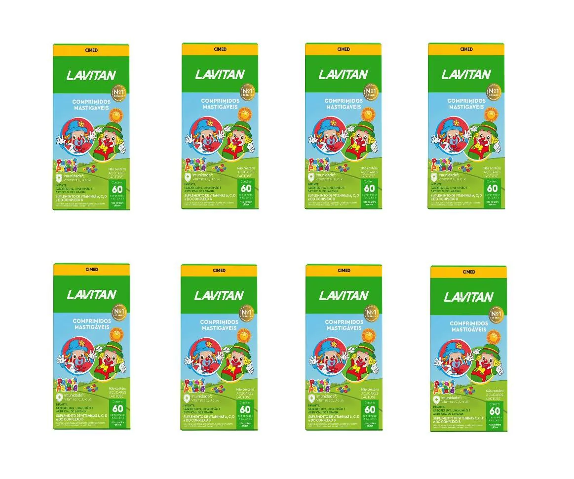 KIT 8 SUPLEMENTO LAVITAN KIDS MIX DE FRUTAS 60CPR - CIMED