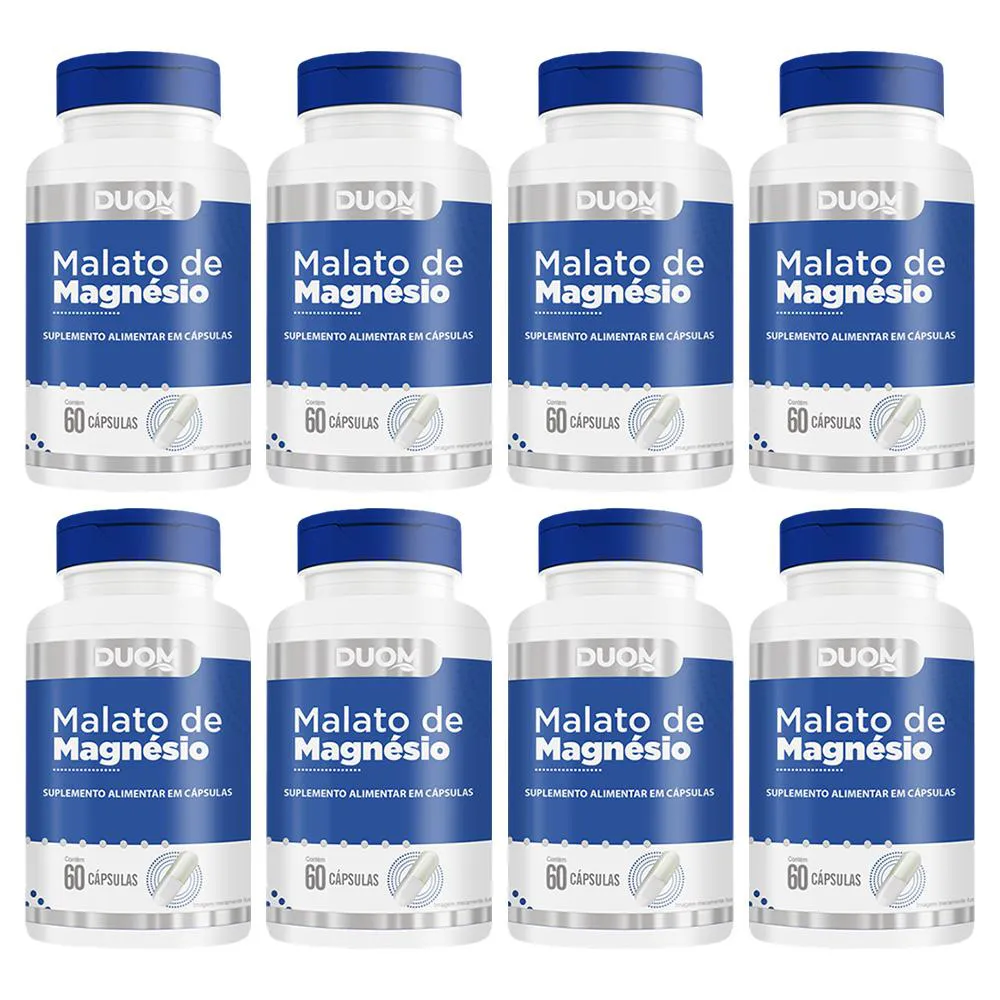KIT 8 SUPLEMENTO MAGNéSIO MALATO 100% PURO 60CPS - DUOM