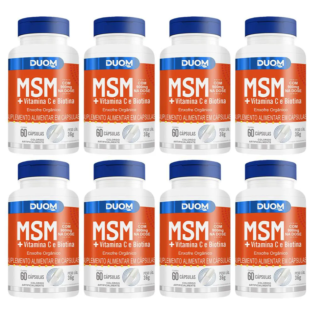 KIT 8 SUPLEMENTO MSM + VITAMINA C E BIOTINA 60CPS - DUOM