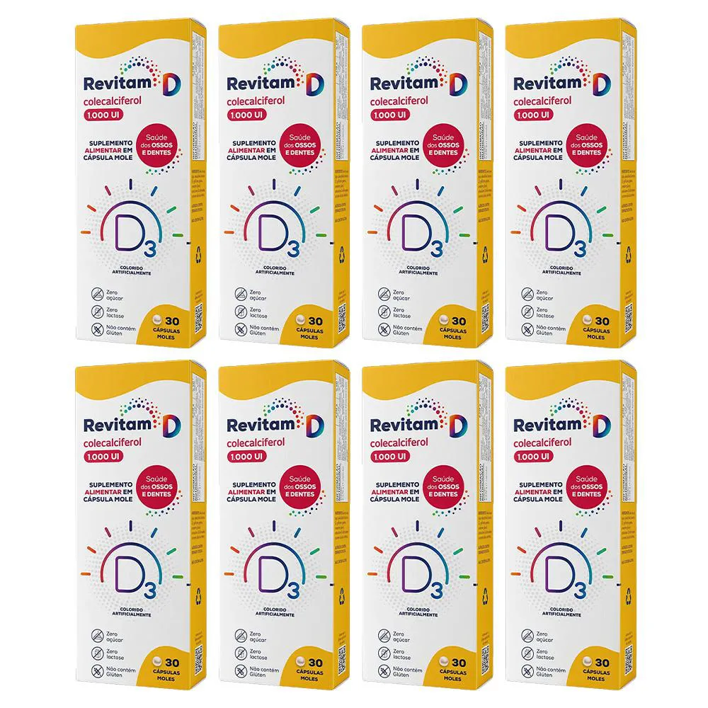 KIT 8 SUPLEMENTO REVITAM D3 1.000UI 30CPS - BIOLAB