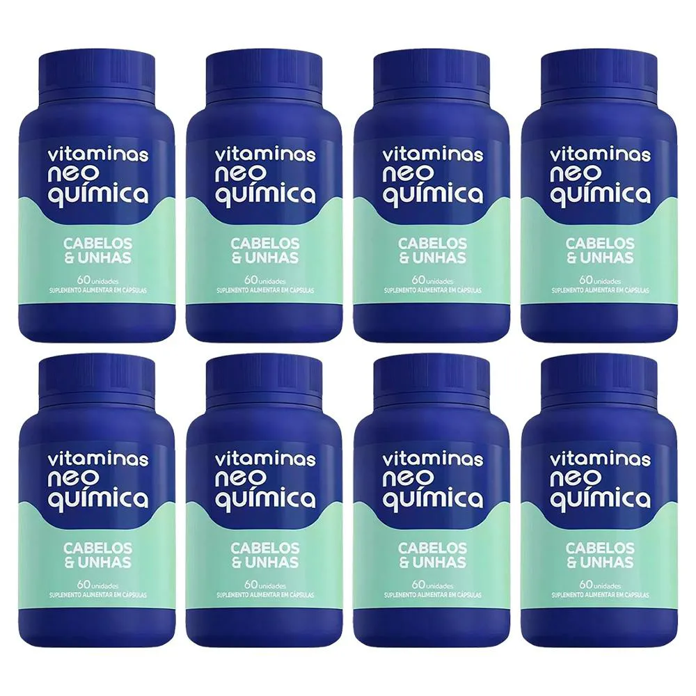 KIT 8 VITAMINA CABELOS E UNHAS 60CPS - NEO QUíMICA