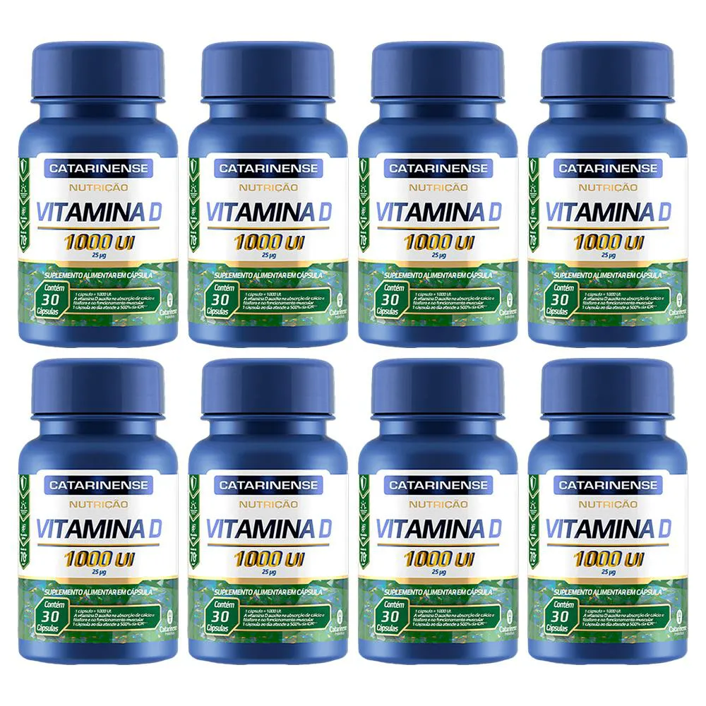 KIT 8 VITAMINA D 1000UI NUTRIçãO 30CPS - CATARINENSE