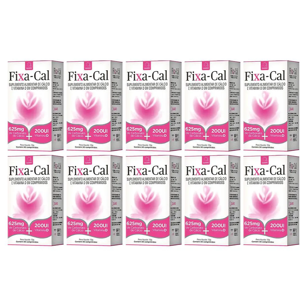 KIT 10 FIXA-CAL 625 MG CARBONATO + 200UI 90CPR - QUARIS