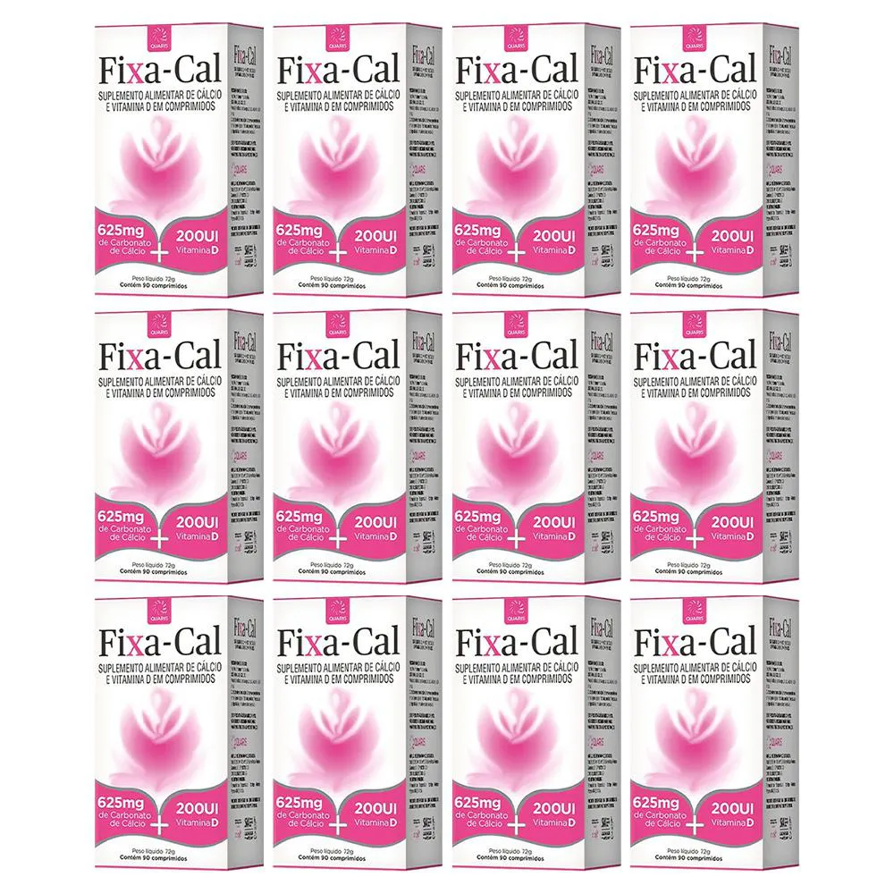 KIT 12 FIXA-CAL 625 MG CARBONATO + 200UI 90CPR - QUARIS