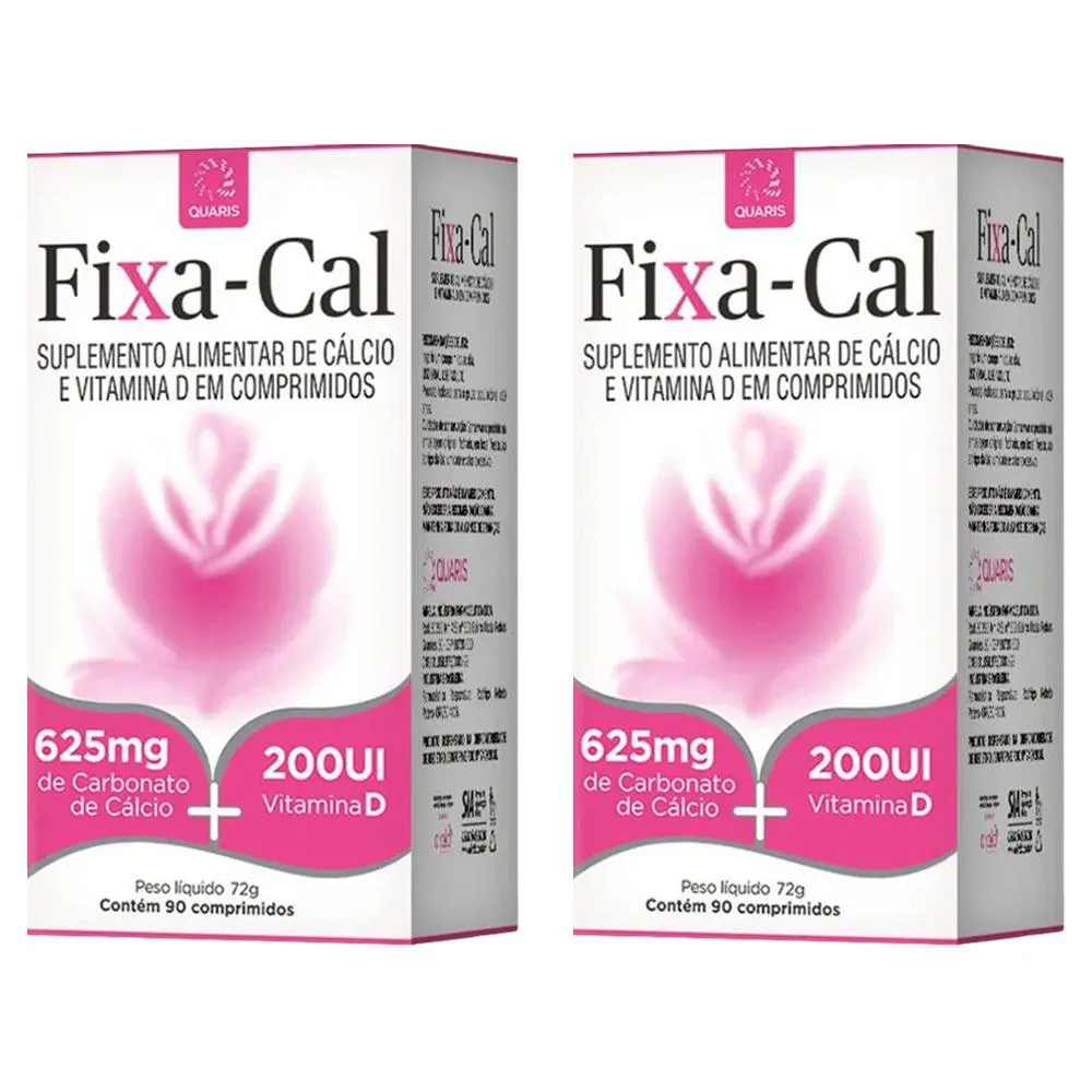 KIT 2 FIXA-CAL 625 MG CARBONATO + 200UI 90CPR - QUARIS