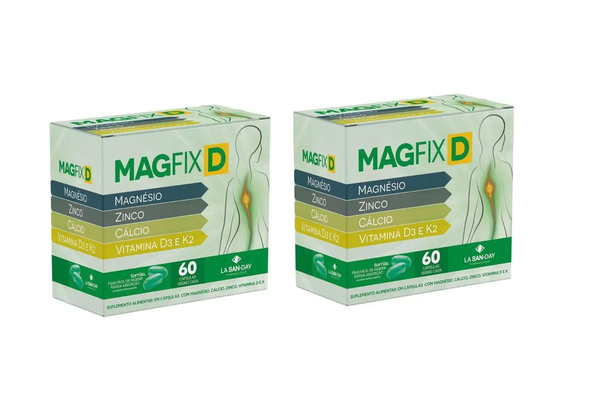KIT 2 SUPLEMENTO ALIMENTAR MAGFIX D 60CPS - LA SAN DAY