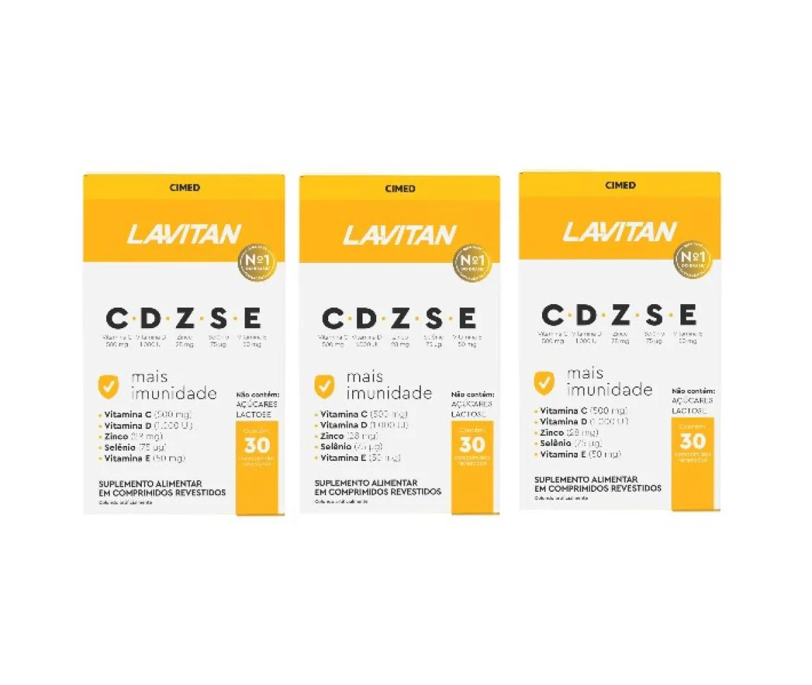 KIT 3 LAVITAN IMUNIDADE VITAMINAS CDZSE 30CPR - CIMED