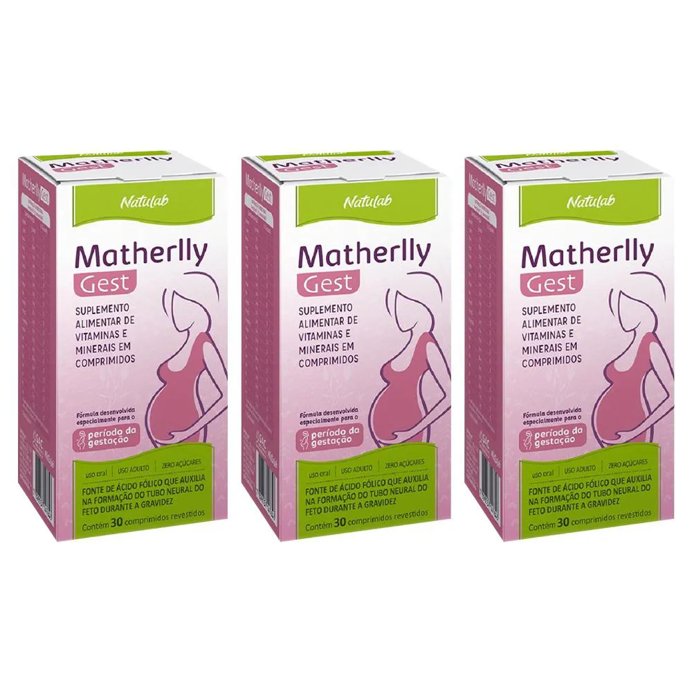 KIT 3 VITAMINA MATHERLLY GEST 1000MG 30CPR - NATULAB