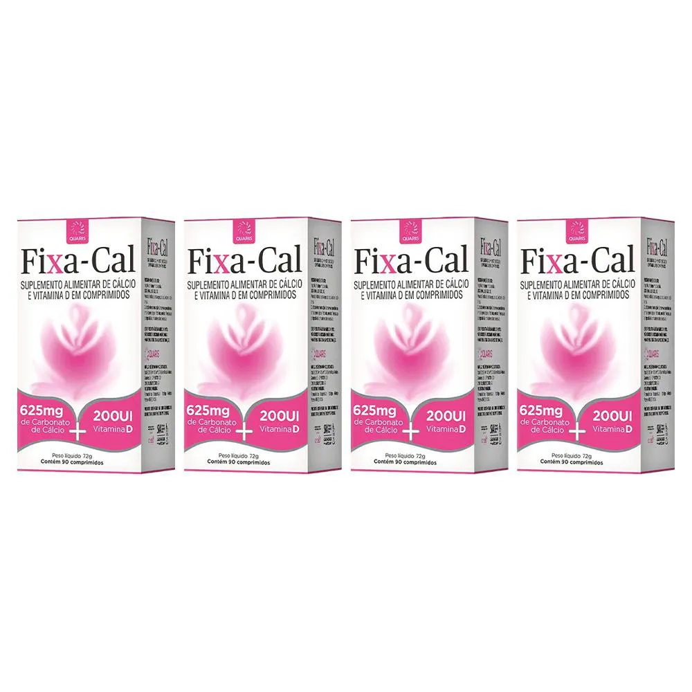 KIT 4 FIXA-CAL 625 MG CARBONATO + 200UI 90CPR - QUARIS