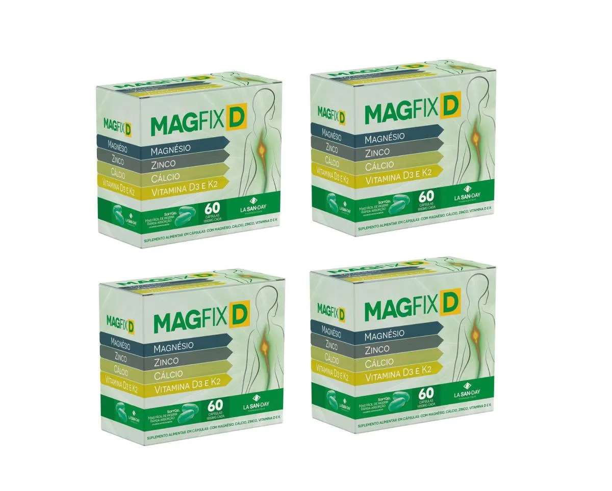 KIT 4 SUPLEMENTO ALIMENTAR MAGFIX D 60CPS - LA SAN DAY