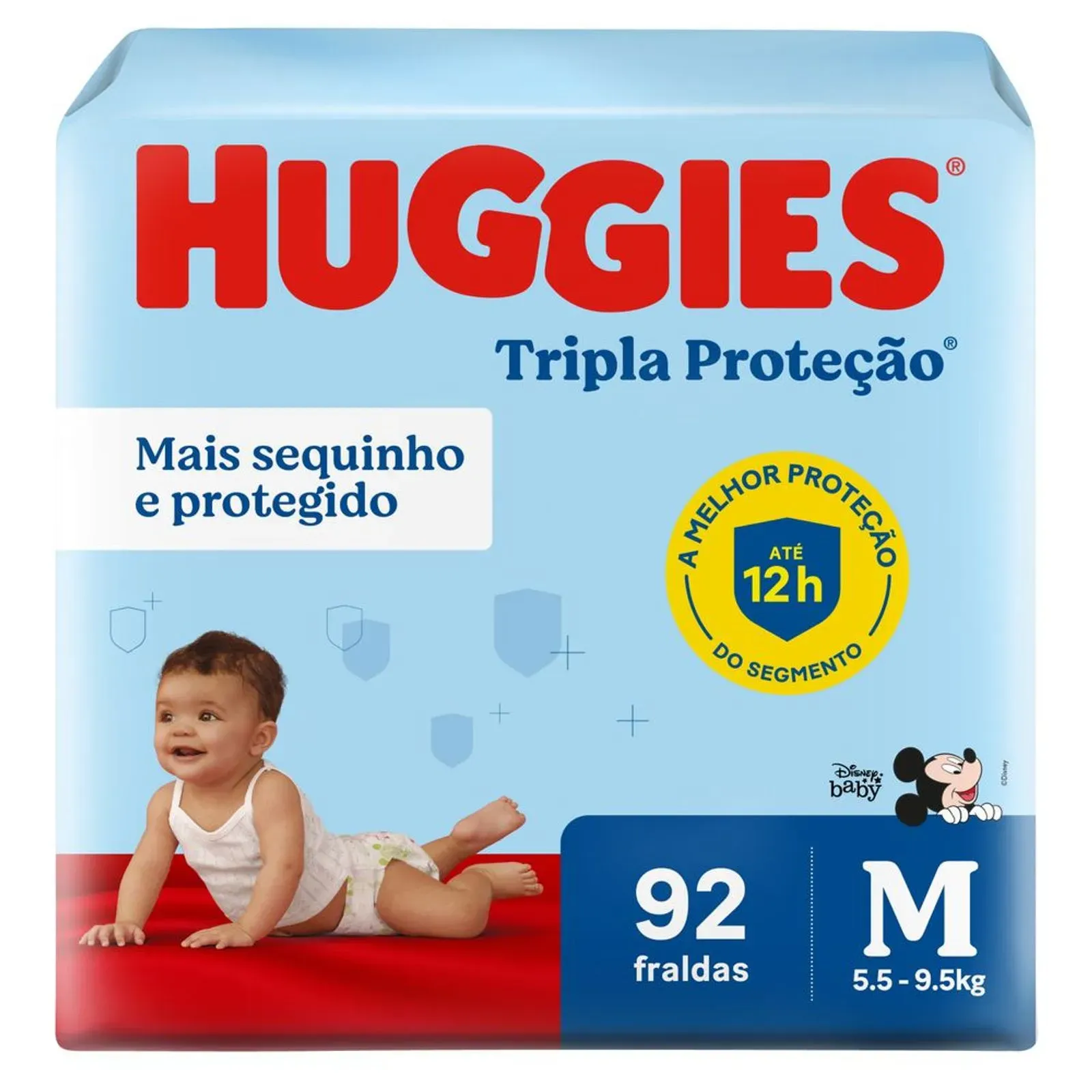 FRALDA HUGGIES TRIPLA PROTEçãO M COM 92 UNIDADES