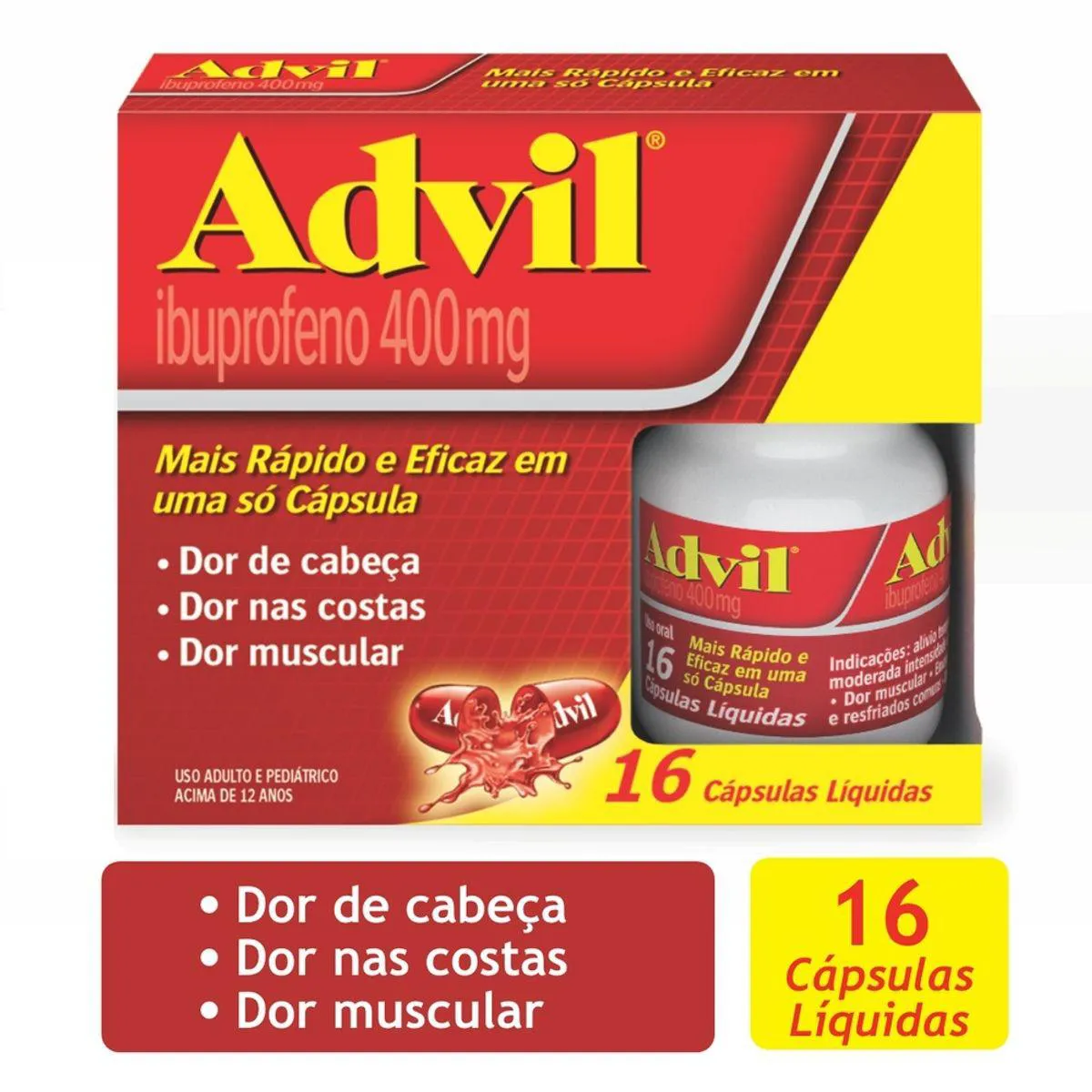 Advil Ibuprofeno 400mg 16 cápsulas