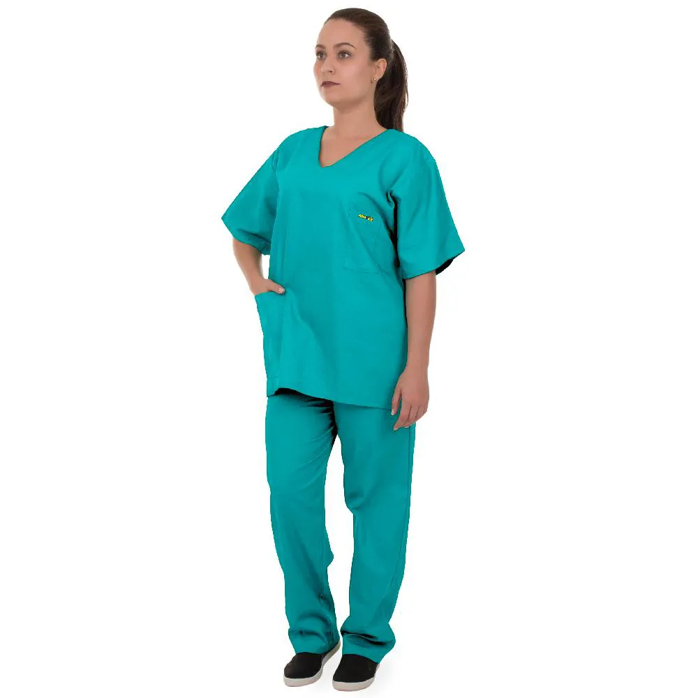PIJAMA CIRúRGICO SCRUB 100% ALGODãO AZUL TURQUESA UNISSEX ARTIPé G