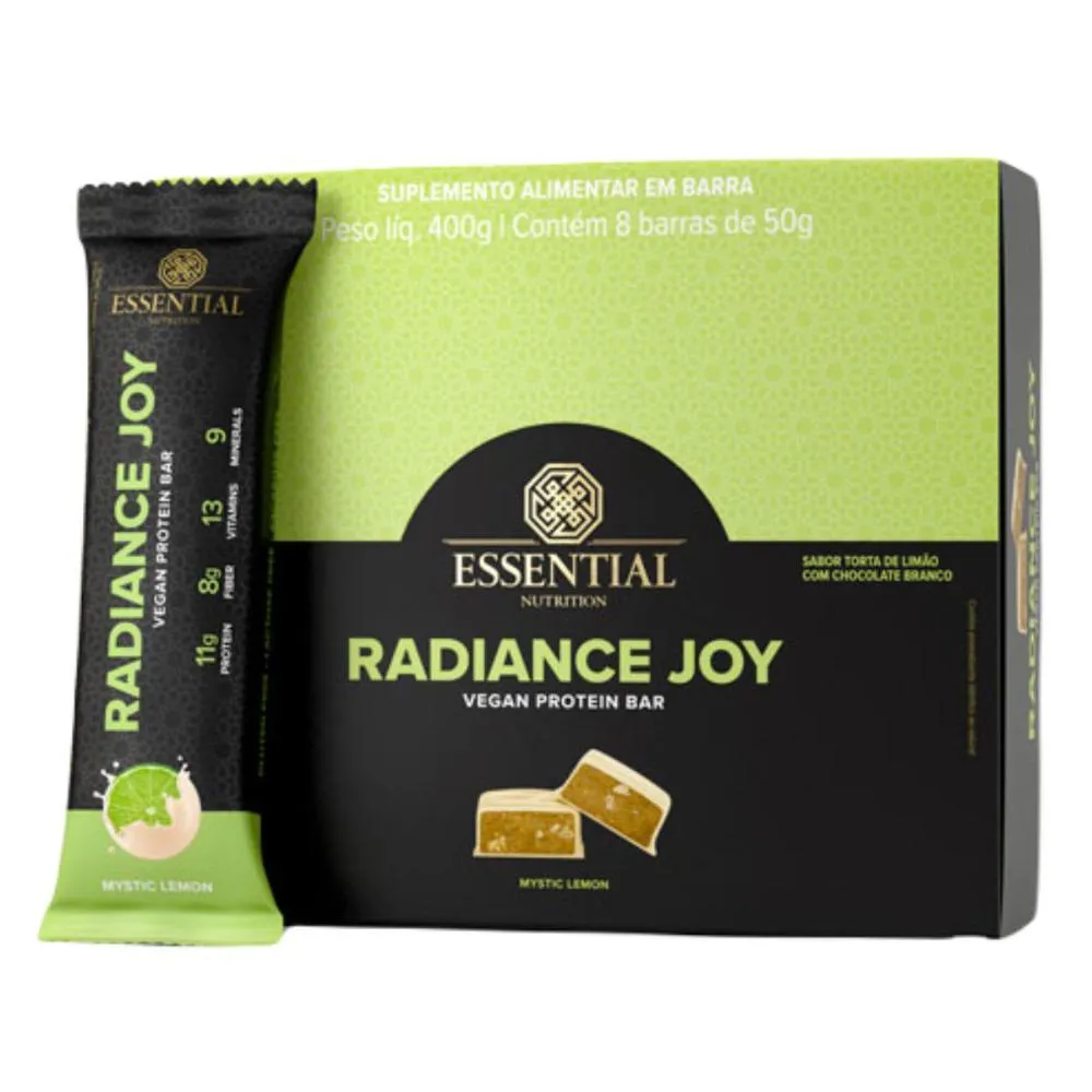RADIANCE JOY BARRA PROTEINA VEGANA 8 UNID 50G 400G ESSENTIAL Torta DE Limão