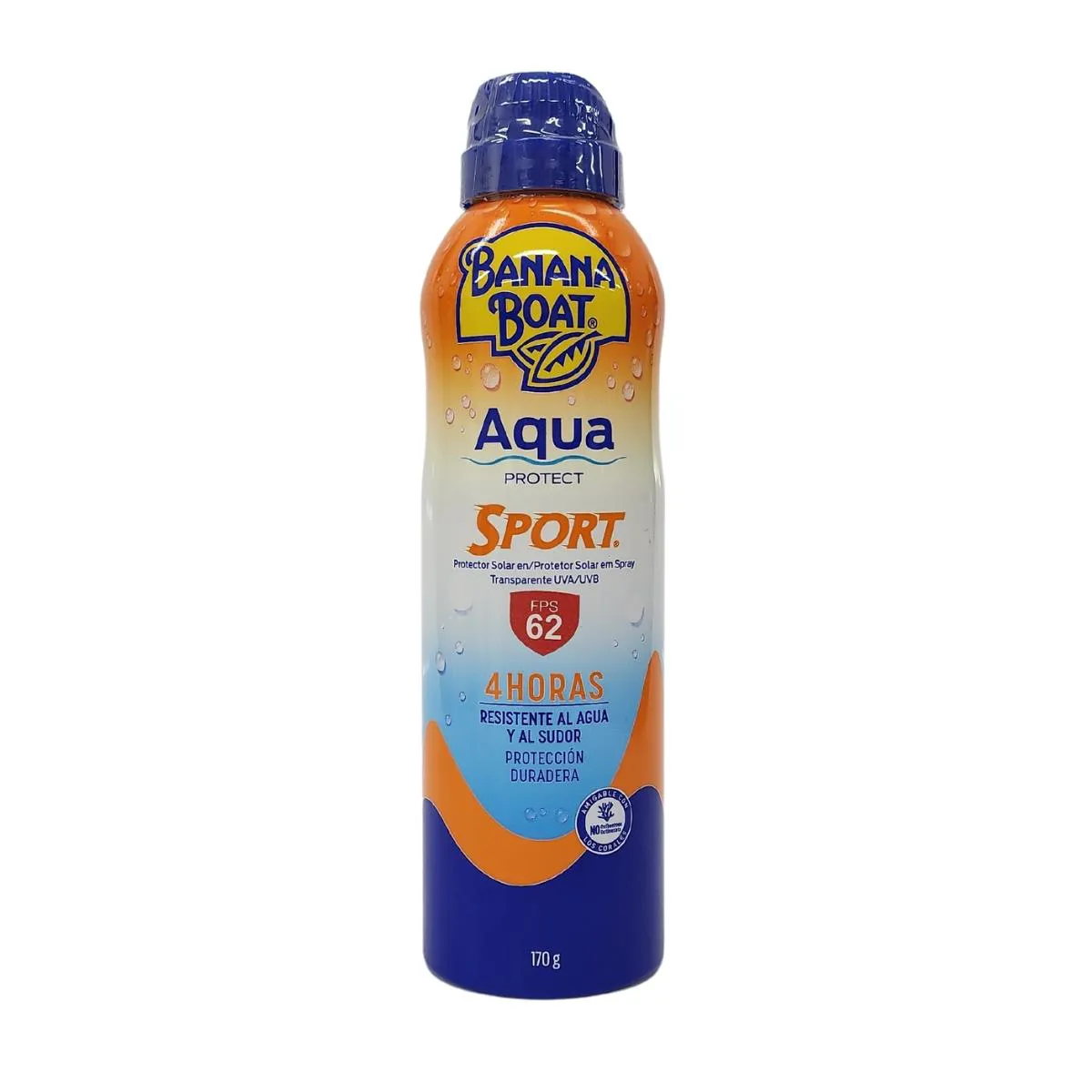 PROTETOR SOLAR SPRAY UVA/UVB AQUA PROTECT SPORT FPS 62 BANANA BOAT 170G