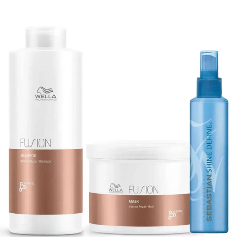 WELLA FUSION DUO TRATAMENTO SALãO + SHINE DEFINE 200ML