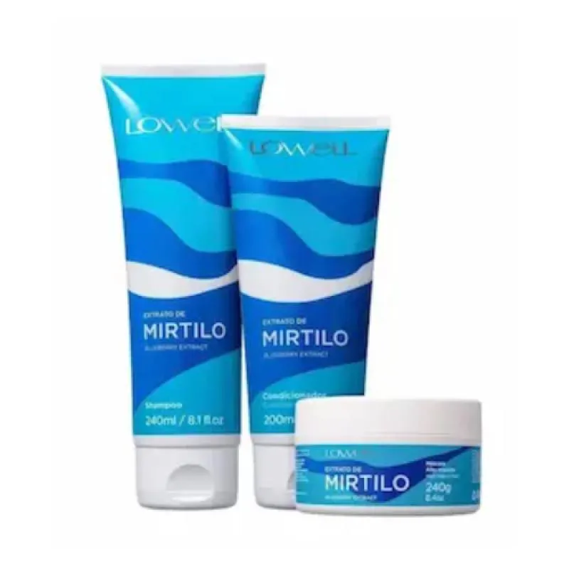 LOWELL - EXTRATO DE MIRTILO - SHAMPOO + CONDICIONADOR + MASCARA