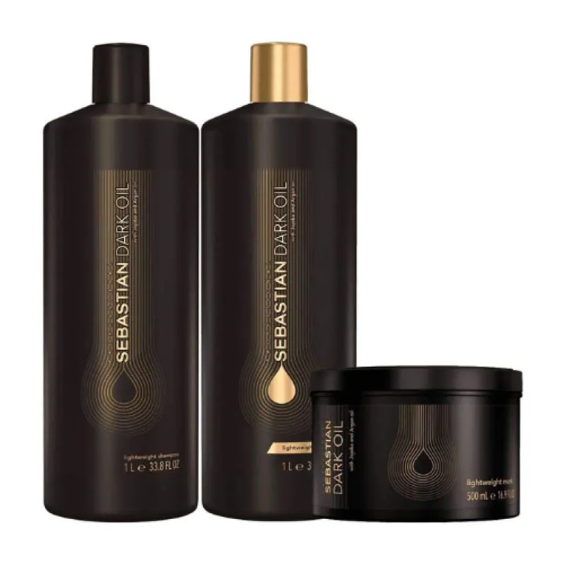SEBASTIAN - DARK OIL - KIT SHAMPOO 1 L + CONDICIONADOR 1 L + MASCARA 500 ML