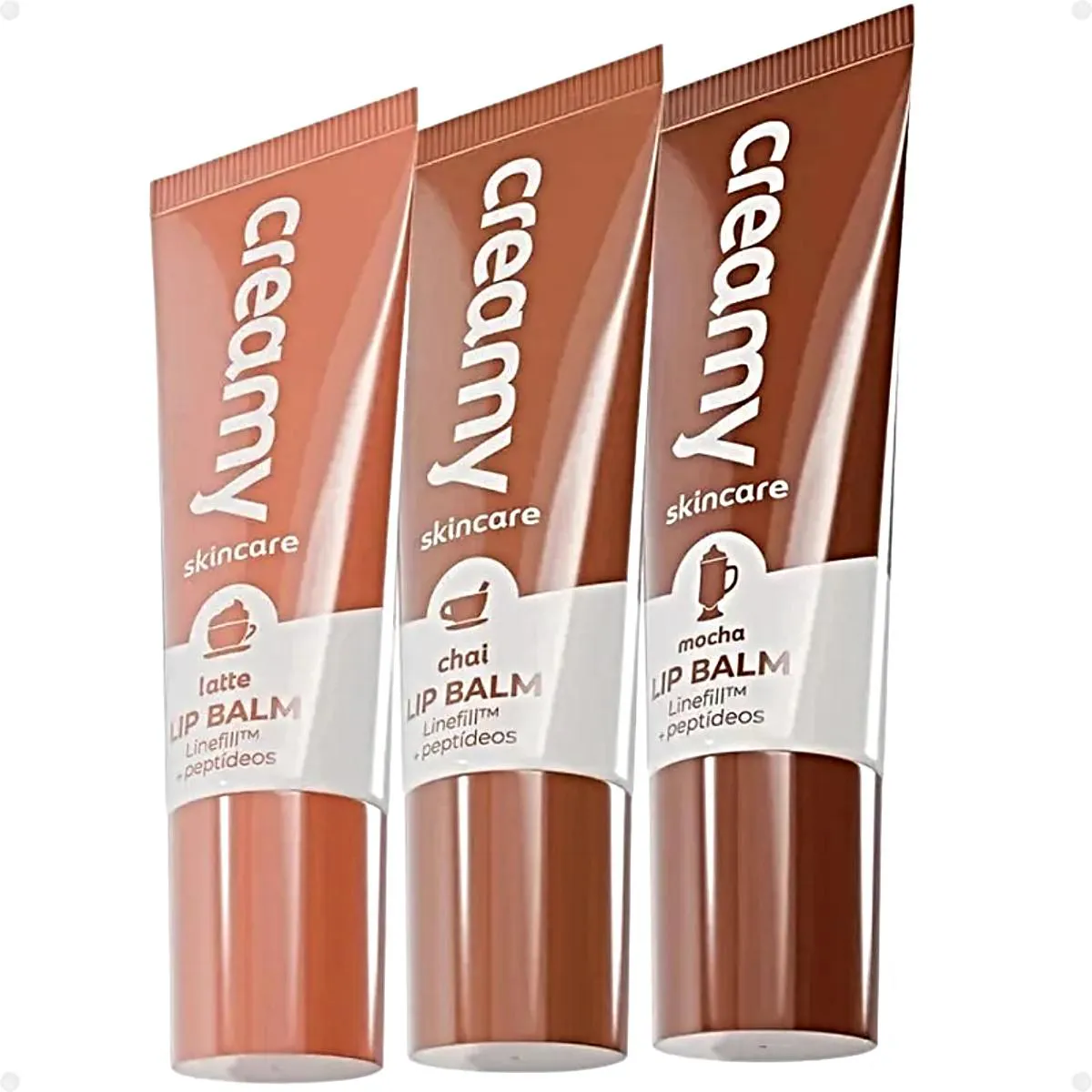 KIT CREAMY THE COFFE COLLECTION LIP BALM LATTE, CHAI E MOCHA