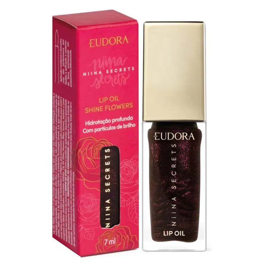 LIP OIL SHINE FLOWERS ROSA NEGRA NIINA SECRETS 7ML - EUDORA
