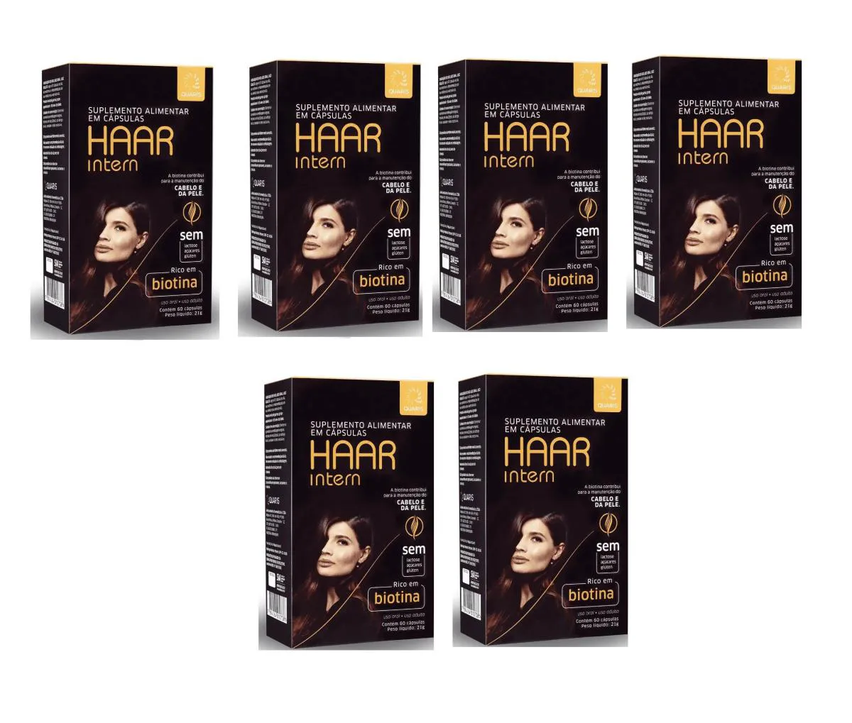 KIT 6 SUPLEMENTO HAAR CABELO E PELE 60CPS - QUARIS