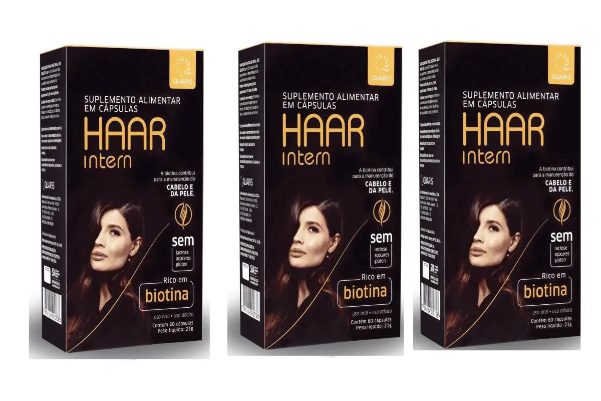 KIT 3 SUPLEMENTO HAAR CABELO E PELE 60CPS - QUARIS