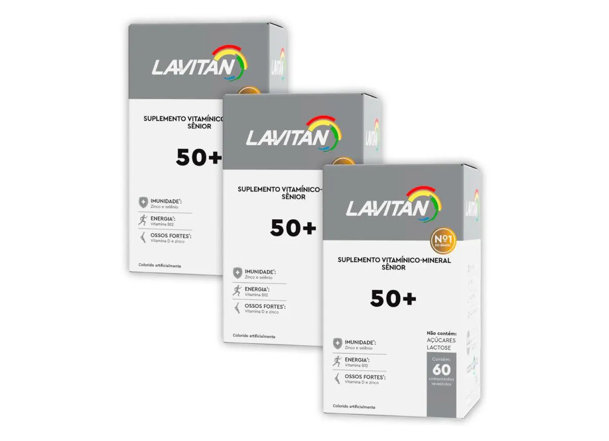 KIT 3 SUPLEMENTO LAVITAN 50+ HOMEM 60CPR - CIMED