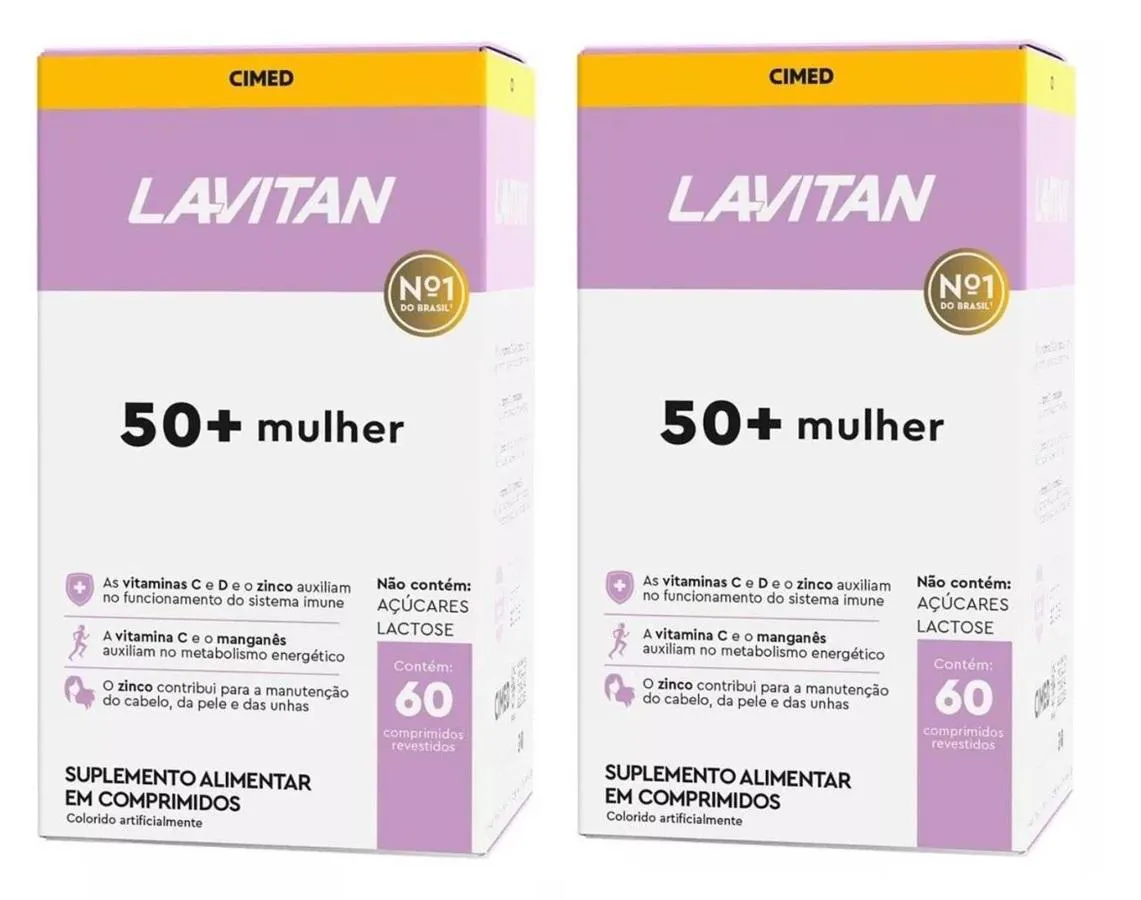 KIT 2 SUPLEMENTO LAVITAN 50+ MULHER 60CPR - CIMED