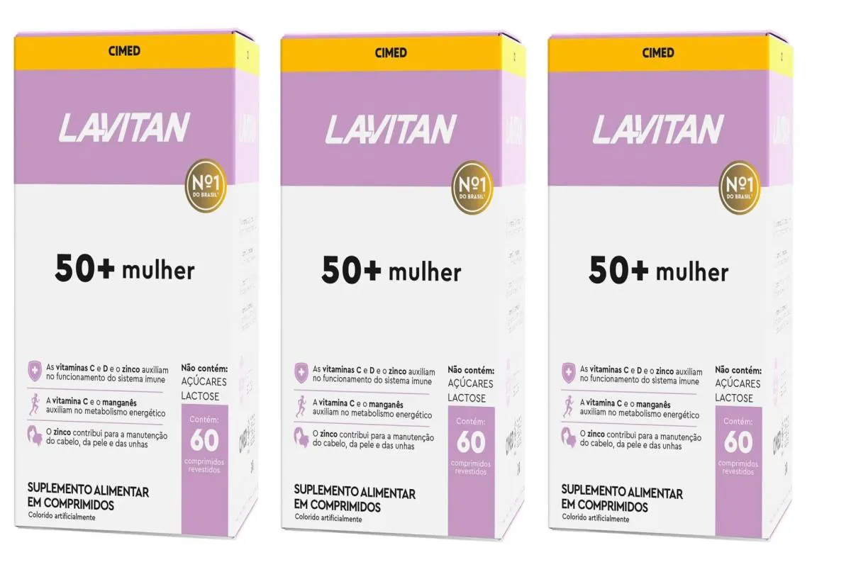 KIT 3 SUPLEMENTO LAVITAN 50+ MULHER 60CPR - CIMED
