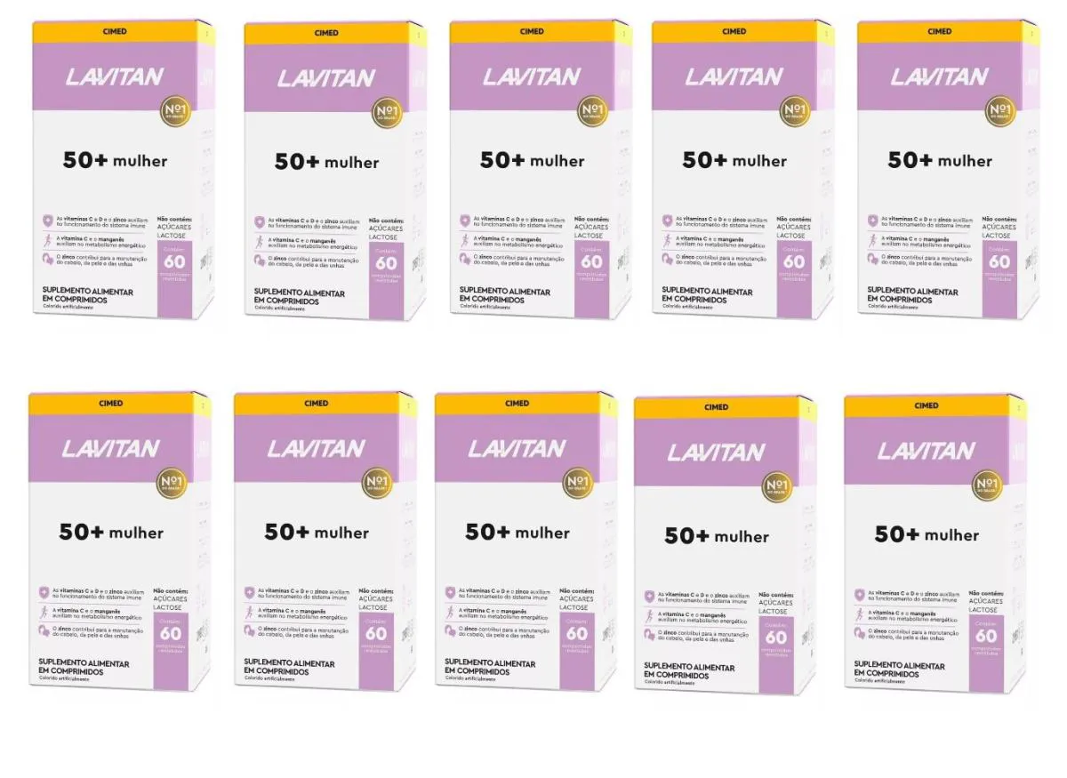 KIT 10 SUPLEMENTO LAVITAN 50+ MULHER 60CPR - CIMED