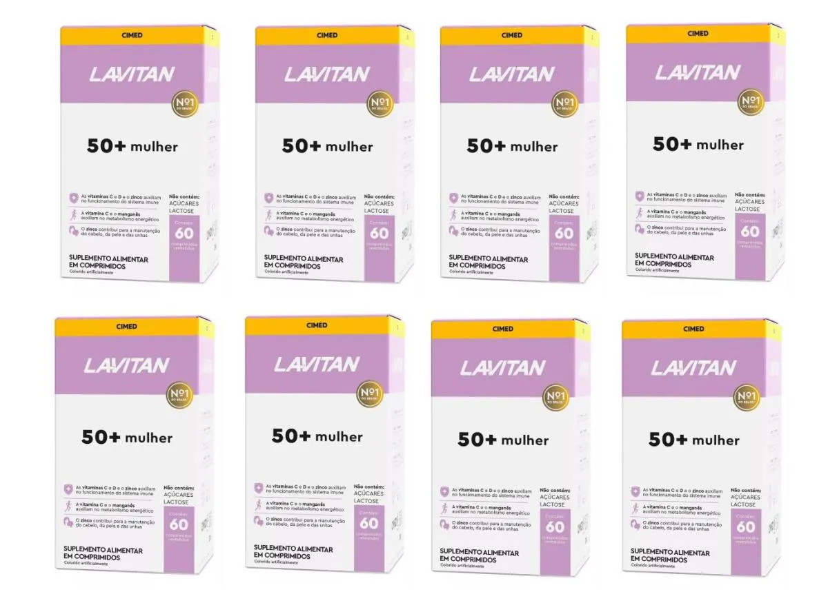 KIT 8 SUPLEMENTO LAVITAN 50+ MULHER 60CPR - CIMED
