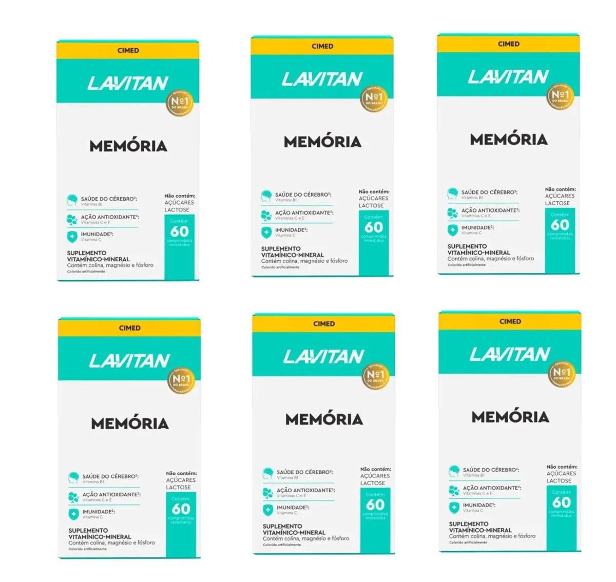 KIT 6 SUPLEMENTO LAVITAN MEMóRIA 60CPR - CIMED