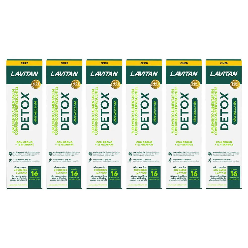 KIT 6 SUPLEMENTO LAVITAN DETOX 16 CPS EFERVESCENTES - CIMED