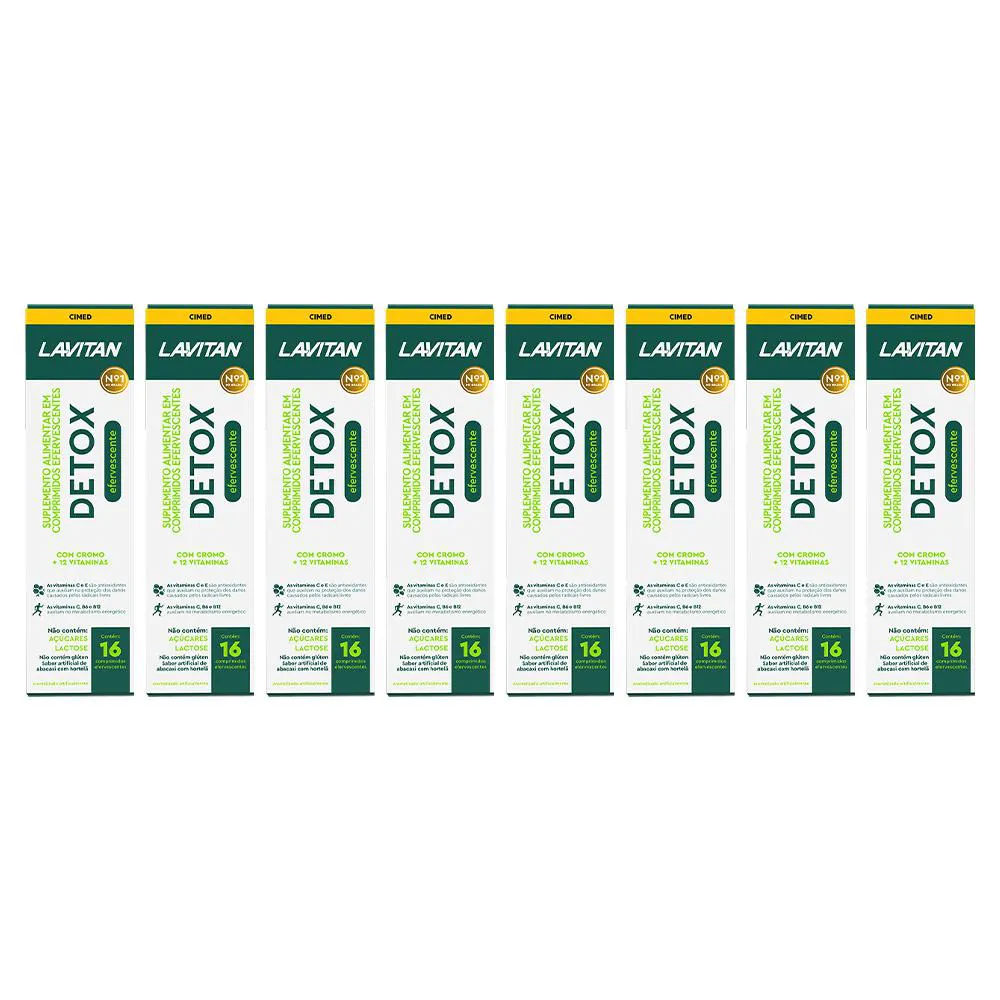 KIT 8 SUPLEMENTO LAVITAN DETOX 16 CPS EFERVESCENTES - CIMED