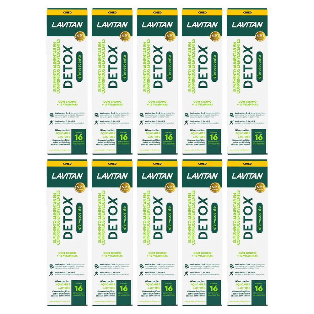 KIT 10 SUPLEMENTO LAVITAN DETOX 16 CPS EFERVESCENTES - CIMED