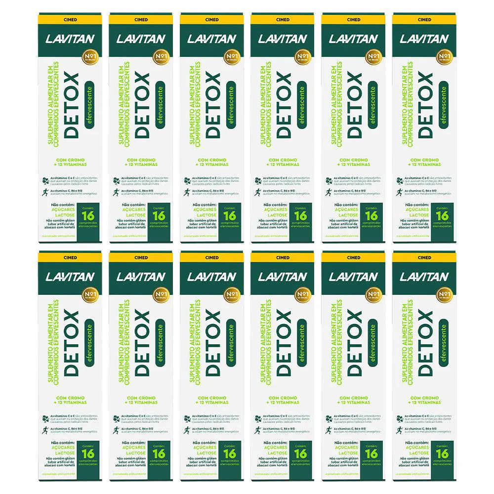 KIT 12 SUPLEMENTO LAVITAN DETOX 16 CPS EFERVESCENTES - CIMED