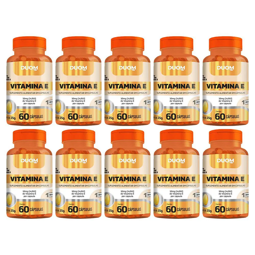 KIT 10 SUPLEMENTO ALIMENTAR VITAMINA E 60CPS - DUOM