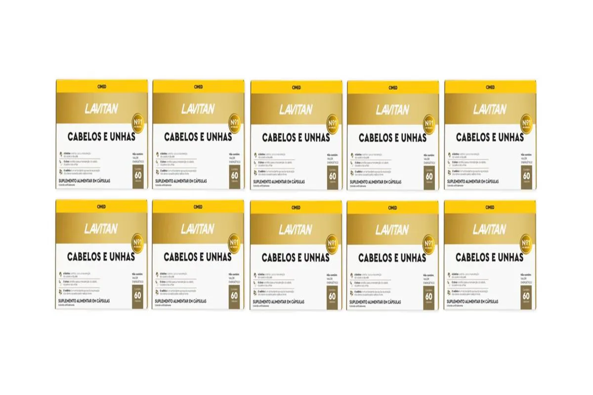 KIT 10 SUPLEMENTO LAVITAN CABELOS E UNHAS 60CPS - CIMED