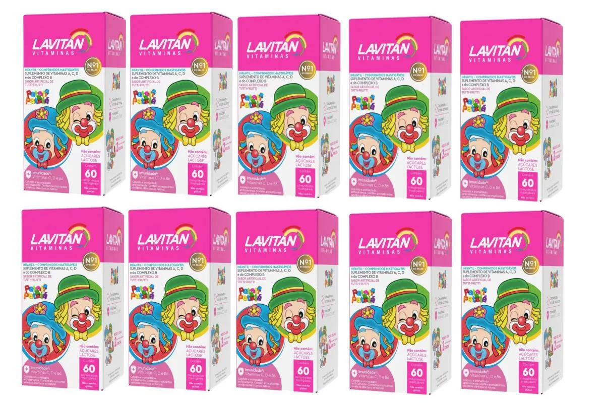 KIT 10 VITAMINA LAVITAN KIDS SABOR TUTTI-FRUTTI 60CPR CIMED