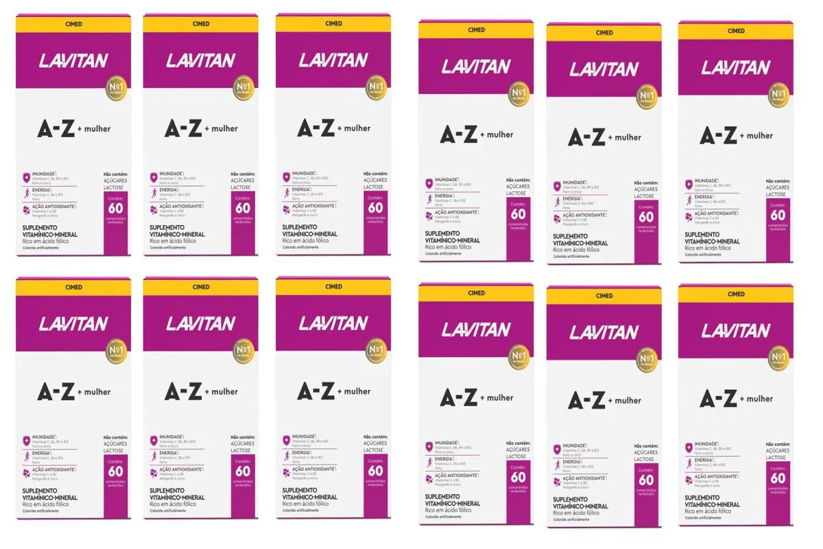 KIT 12 SUPLEMENTO ALIMENTAR LAVITAN A-Z MULHER 60CPR - CIMED