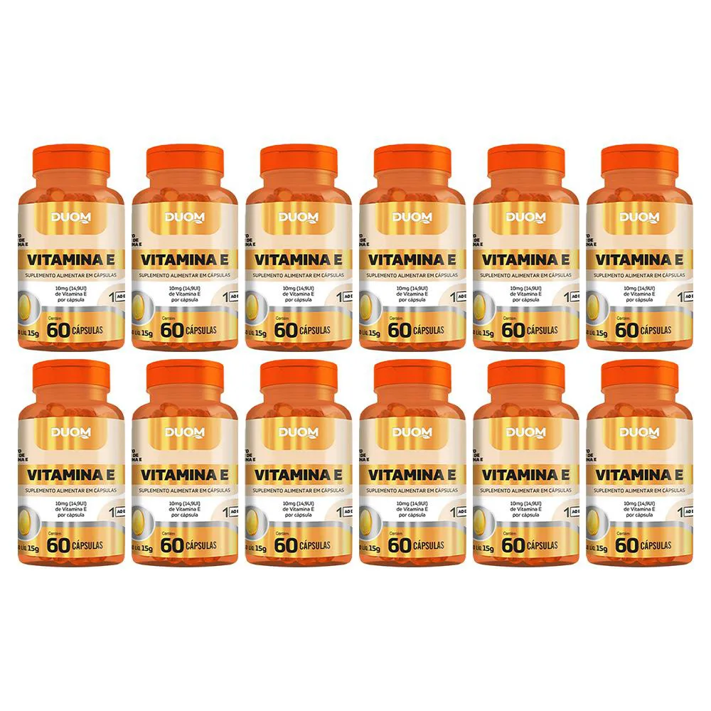 KIT 12 SUPLEMENTO ALIMENTAR VITAMINA E 60CPS - DUOM