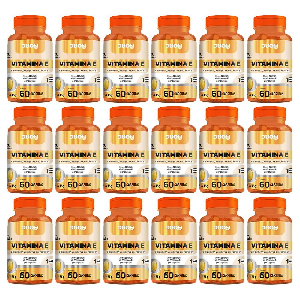 KIT 18 SUPLEMENTO ALIMENTAR VITAMINA E 60CPS - DUOM