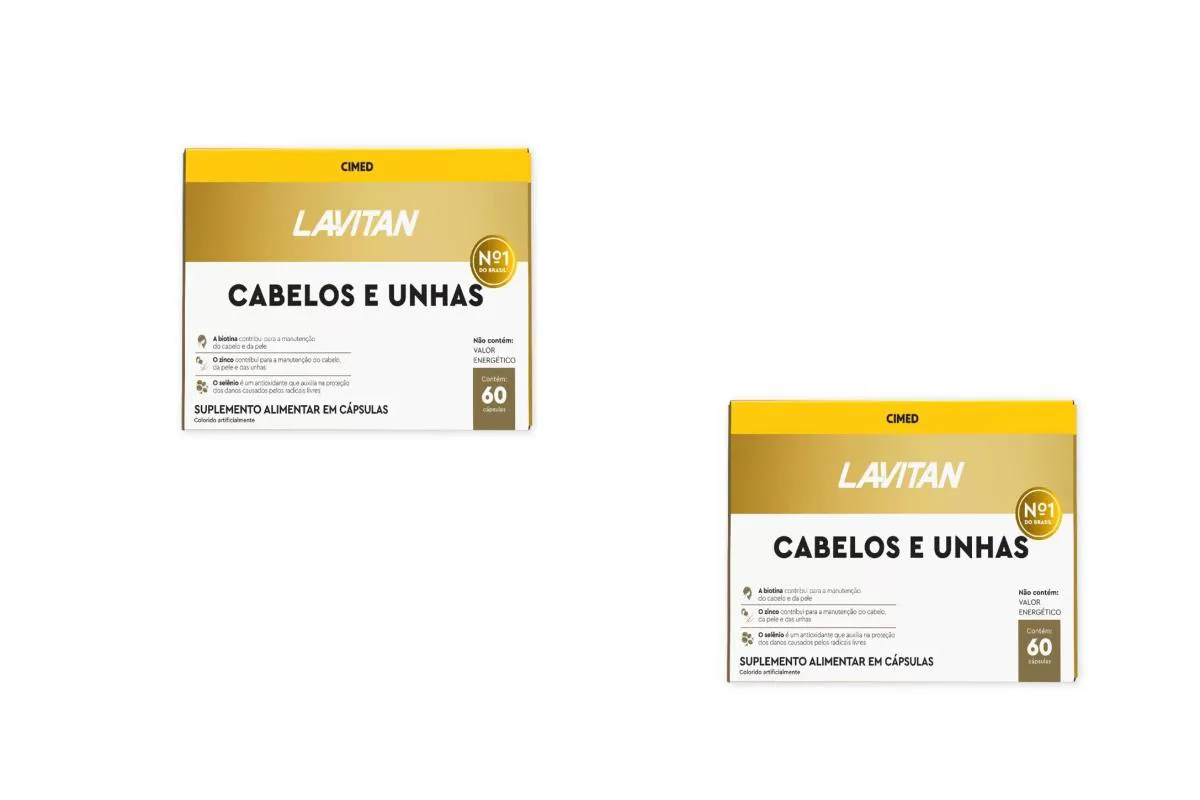 KIT 2 SUPLEMENTO LAVITAN CABELOS E UNHAS 60CPS - CIMED