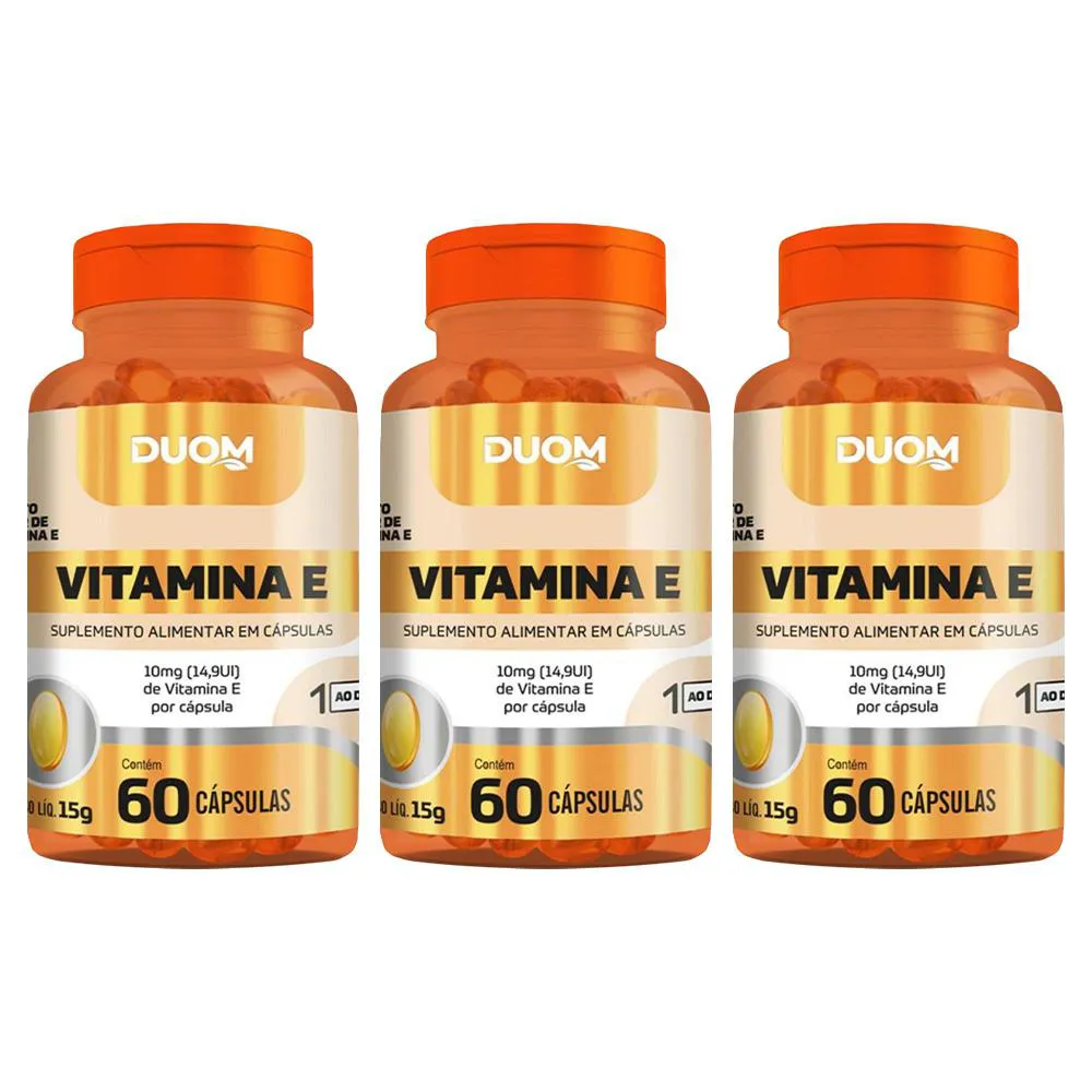KIT 3 SUPLEMENTO ALIMENTAR VITAMINA E 60CPS - DUOM