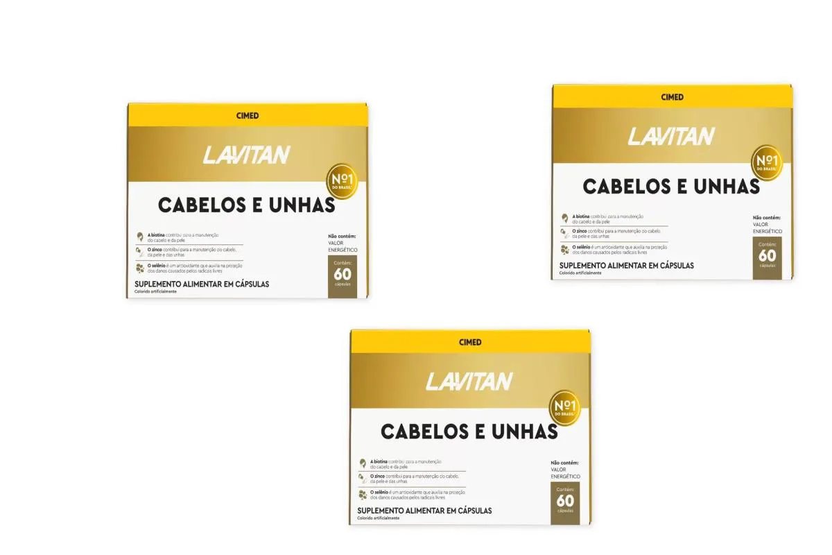 KIT 3 SUPLEMENTO LAVITAN CABELOS E UNHAS 60CPS - CIMED