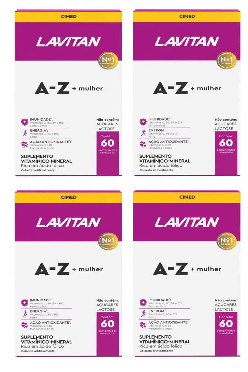 KIT 4 SUPLEMENTO ALIMENTAR LAVITAN A-Z MULHER 60CPR - CIMED