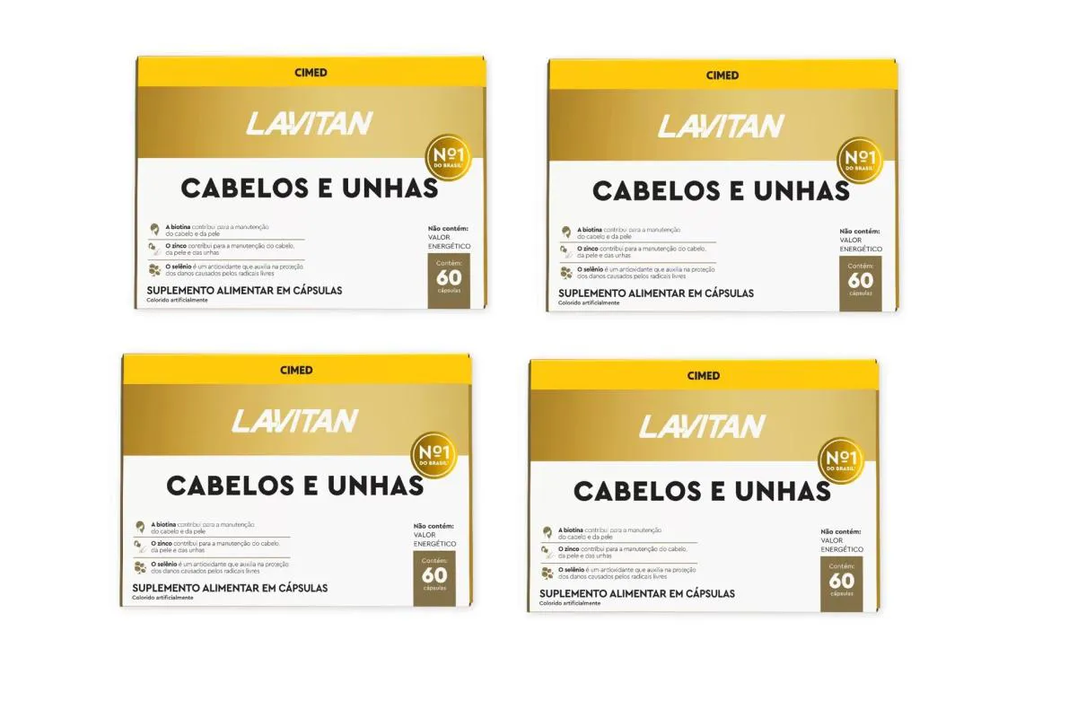 KIT 4 SUPLEMENTO LAVITAN CABELOS E UNHAS 60CPS - CIMED