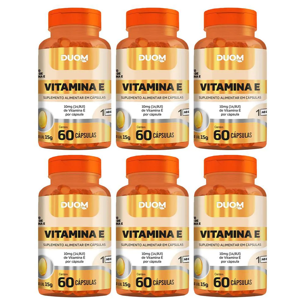 KIT 6 SUPLEMENTO ALIMENTAR VITAMINA E 60CPS - DUOM