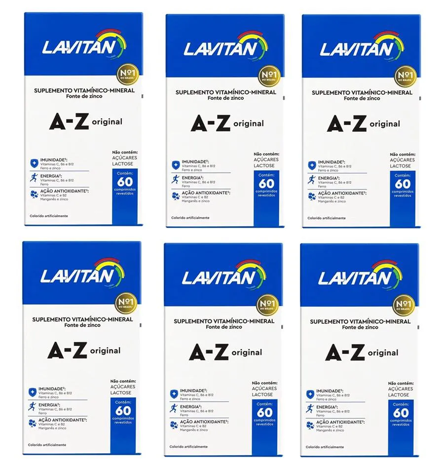 KIT 6 SUPLEMENTO LAVITAN A-Z ORIGINAL 60CPR - CIMED